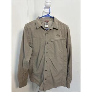 The North Face Nylon Tan Shirt Medium M 15.5 x 34/35 Outdoor LONG SLEEVE SHIRT